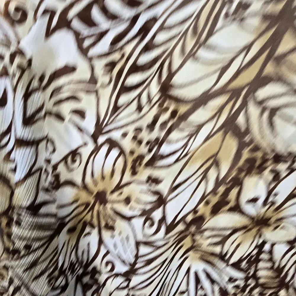 Alfred Dunner Cream and Brown Leaf Print Blouse Size 18